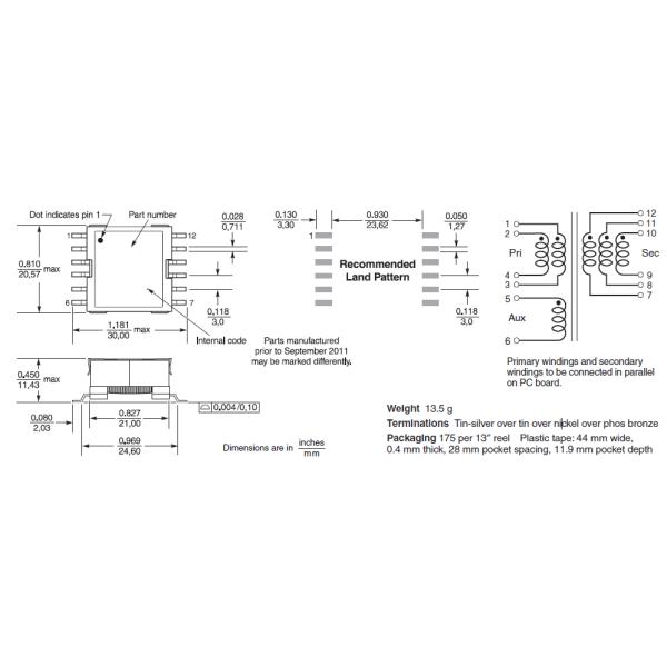 FA2519-AL_ PoE Transformer Fit 13 Watt Power Over Ethernet Applications