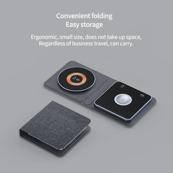 Gray All In One Wireless Charger Magsafe Wireless Charger For Phone Earphone Watch