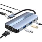 11 In 1 USB-C Hub Type-C To HDMI USB3.0 USB2.0 SD TF Adapter Hub with Card