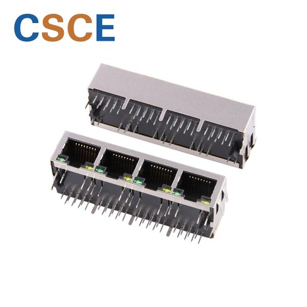 Cheap 1 * 4 Port RJ45 Connector Transformer 100Base - T Shielded For IP Phone / X DSL Modem for sale