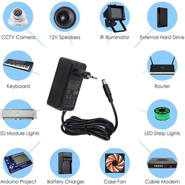 12V 5A AC to DC Power Adapter with UK 3pin Plug