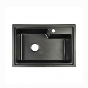 Quality Acrylic Resin Black Quartz Kitchen Sink With Drainboard 680*460mm wholesale