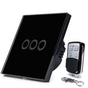 China Wireless remote control switch, rf remote control Light switch 220V 1/2/3 Gang Smart Switch with Luxury Glass Panel on sale