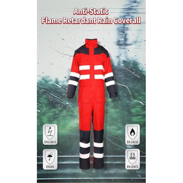 Waterproof FR Flame Retardant Overalls Work Suit Oil Proof 98% Polyester 2% Carbon Fiber
