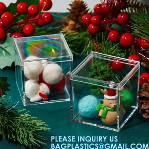 China Acrylic Plastic Square Cube Small Acrylic Box Acrylic Storage Containers with Lid Stackable Cube Containers on sale