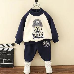 Quality Teddy Bear Print 100 Cotton Baby Children Clothing Set No Hood wholesale