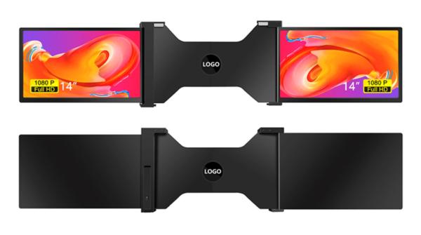 Cheap Two 14-inch Panoramic Laptop Monitors Three-screen Setup With 25.3mm Thin Display Full HD IPS 16/9 Aspect Ratio for sale