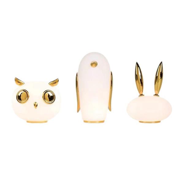 Nordic Owl Ceramic Glass Table Lamp 230*210mm In Modern Style For Children's Room And Bedroom