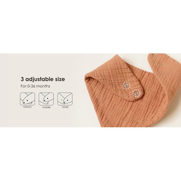 Plain Color Snap Bandana Bibs Muslin Teething Bibs Soft Skin Friendly Customizable For Baby