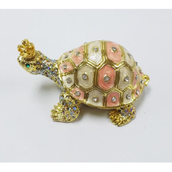 Fashion Wholesale Metal Crystal turtle trinket box Metal crown turtle trinket box