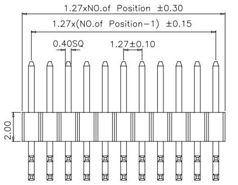 1.27mm Pitch Right Angle Board To Board Connector Gold Plated 2-40 Circuits Customized