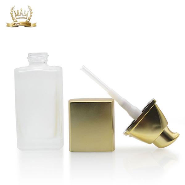 Frosted Foundation Glass Bottle/ 30ml Cosmetic Liquid Foundation Bottle With Gold Pump