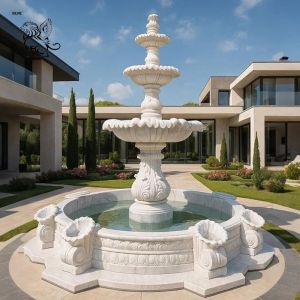 Buy cheap White Marble Fountains Modern 3 Tier Water Fountain Outdoor Garden Decoration from wholesalers