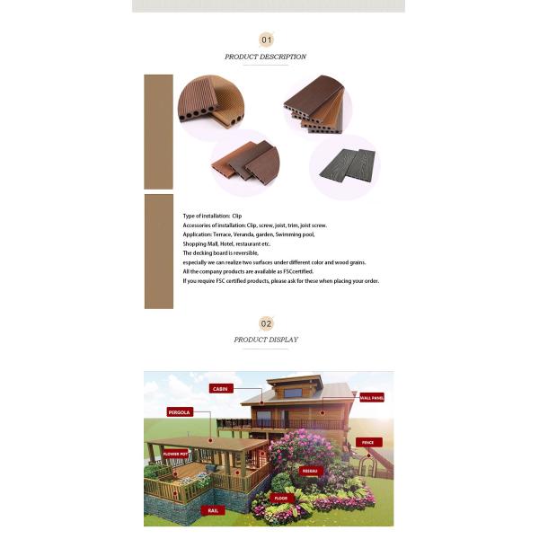 Outdoor Commercial Fireproof Co Extrusion Composite Decking WPC Panels 23mmx138mm