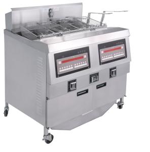 China Digital Computer Panel Two Pots Four Baskets Automatic Deep Fryer Machine GAS Open Deep Fryer on sale