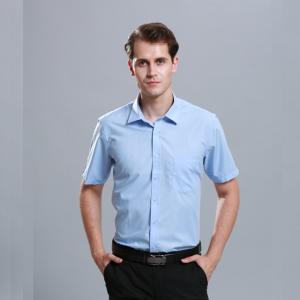 Blue Breathable Office Work Uniforms Plus Size New Design Yarn Dyed Technics