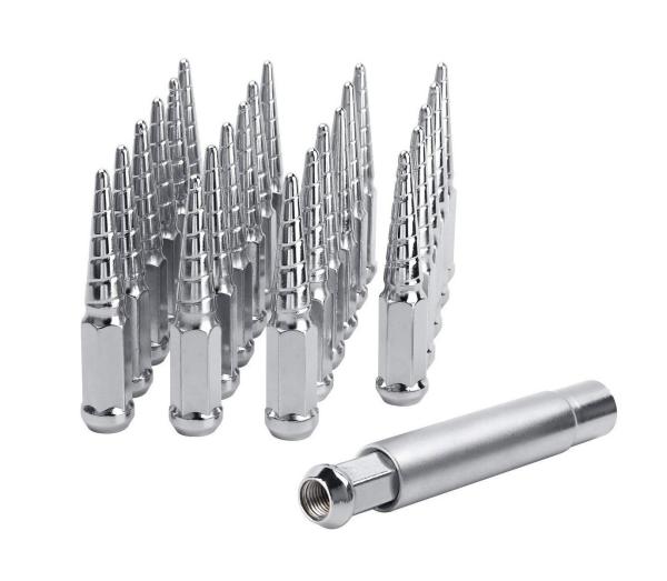 Cheap Twisted Spike Wheel Lug Nuts , Conical Seat Lug Nuts With 1 Socket Key for sale