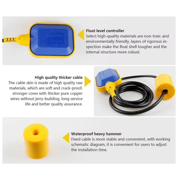 Float level switch, automatic float switch, water tank float switch, water pump float switch