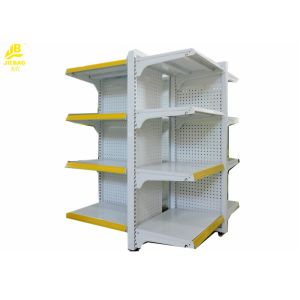 China Four Columns Supermarket Display Stand , White Four Layer Each Side Superstore Racks on sale