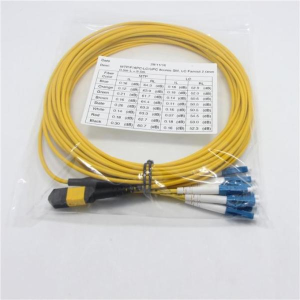 Singlemode Breakout LC DX 2.0mm Mtp Fiber Cable Yellow Color