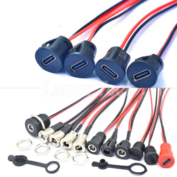 DC 022 5.5x2.1mm 5.5x2.5mm Female Socket Threaded Mount to JST SM 2 Pin Connector Cable