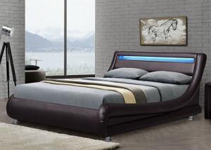 China Upholstered Modern Contemporary Bed Frame Leather Wave Curve Platform Bed on sale
