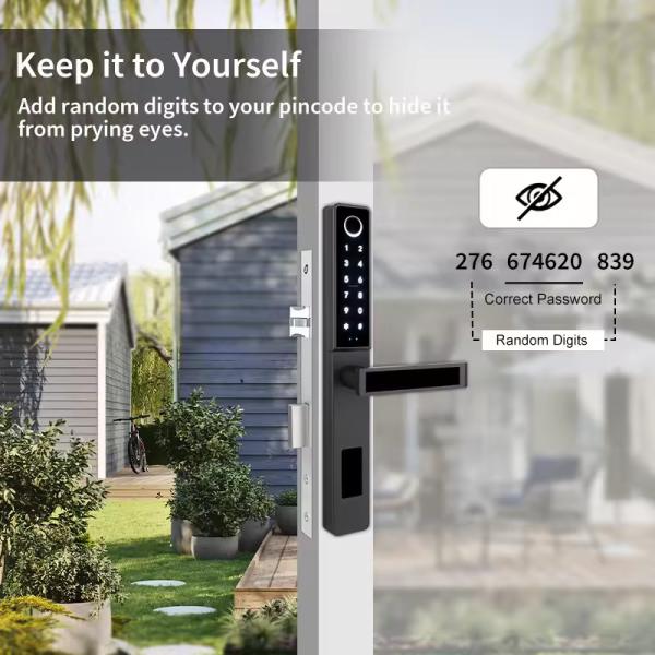 Black Wifi Connected Door Lock Customization Fingerprint Entry Door Lock 35mm - 65mm