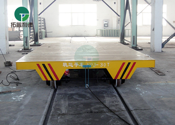 Assembly Line Electric Flatbed Platform Material Handling Rail Ferry Transfer Trolley