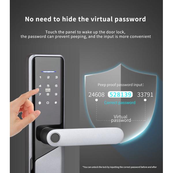 5 in 1 Digital Biometric Smart Door Lock With 4 Pcs AA Battery