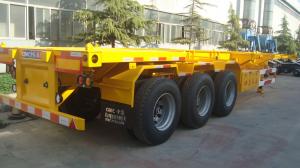 China Goose Neck 3 Axle Low Bed Trailer Equipment , Low Bed Semi Trailer Yellow Color on sale