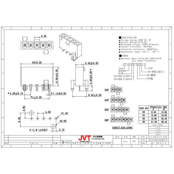 DIP Dual Row PCB Board Connector 4.2mm Pitch Wafer PCB Power Connectors