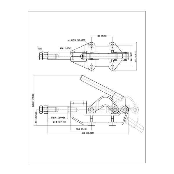 ISO9001 Black Oxide 1600kg Heavy Duty Toggle Clamp