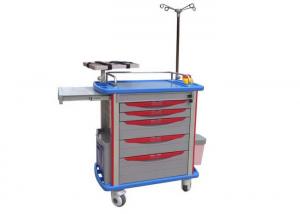 China Emergency Medical Trolley Crash Cart With Drawer And IV Pole on sale