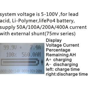 100V200A Round Coulometer lithium LiFePO4 battery real capacity LCD electric