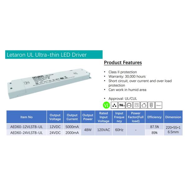 Letaron Led Driver 60w 12v , Class 2 Led Power Supply With UL Approval