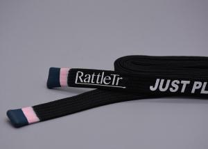 China Customized 12mm 	Elastic Drawstring Cord Renewable Black Hollow With Silk Screen Drop Silicone Tip on sale