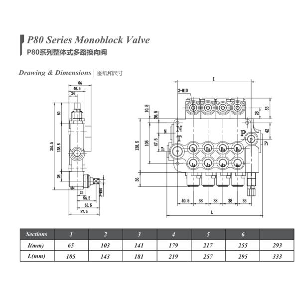 P80 Joystick Directional Control Valve 4 Positions Double Acting Manual Control Type