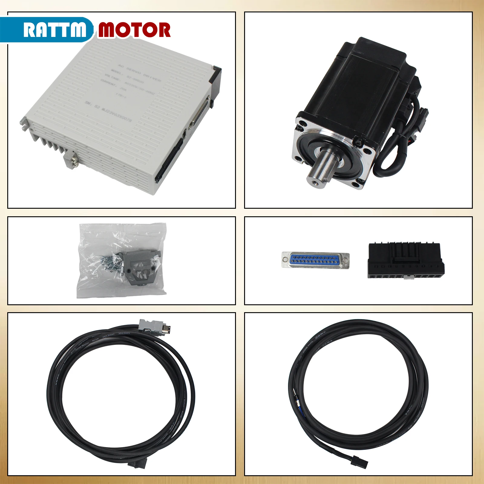 1000W 1KW AC Servo Motor 3.18N.M CNC Controller Kit With Brake Driver 3M Cable