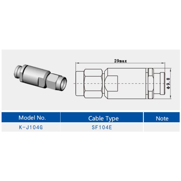 K Series Male Stainless Steel RF Coaxial Connector for SF104E Cable Plug