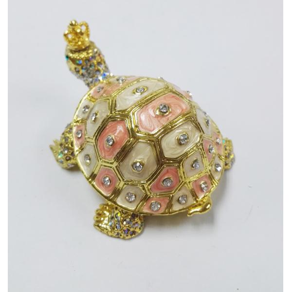 Fashion Wholesale Metal Crystal turtle trinket box Metal crown turtle trinket box
