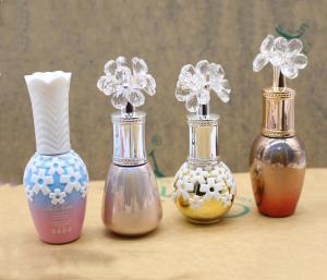 Quality Odm 10ml Colorful Flowers Acrylic Empty Nail Polish Bottles With Wide Brush wholesale