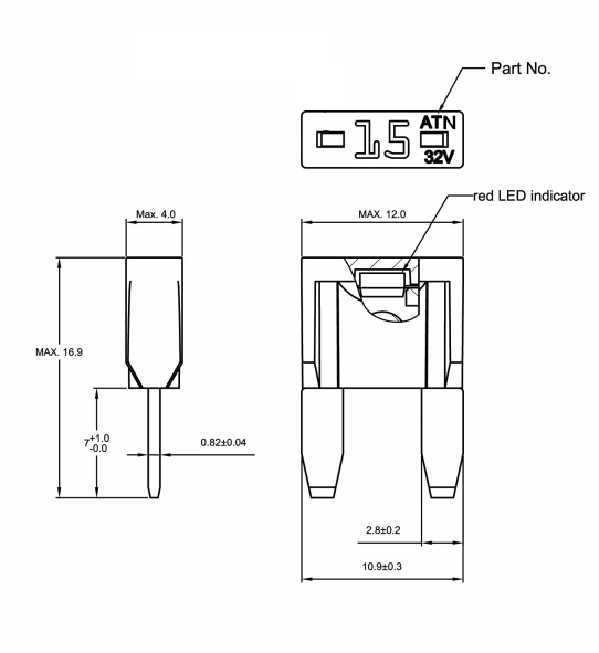 RED LED Indicator SAE J1284 Mini Automotive Fuses 2A 3A 4A 5A 7.5A 10A 15A 20A 25A 30A