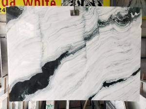 Quality China Panda White Flooring Counter Kitchen Marble Stone Slab Black Wave Natural Stone wholesale