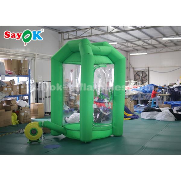 Green Cube Inflatable Money Machine Booth With One Air Blower For Promotion