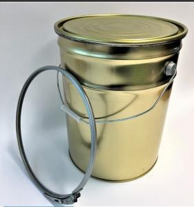 Quality Gold Metal Paint Bucket 5 Gallon With Lever Lock Ring Lid For Water Based Paints wholesale