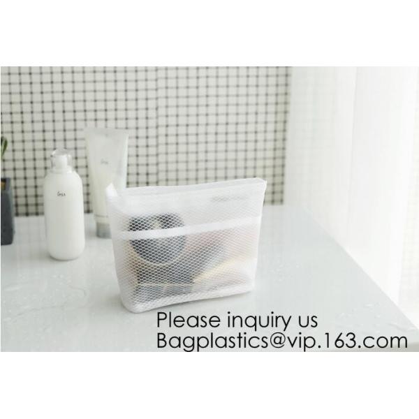 Compact Multi-purpose Handbag-style Transparent Glitter Cosmetic Pouch with Zipper Pocket on the Back, bagease, bagplast