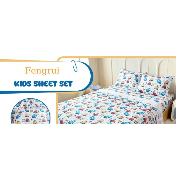 Engineering Car Sheets with Deep Pockets, Wrinkle-Free, Cozy Soft Cartoon Print Bed Sheets Set