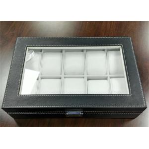 Quality MDF Covered Leather Mens Watch Display Case , Watch Collection Box 10 Slots wholesale