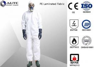 Quality S-XXL White PE Laminated Fabric With SMS Back Panel Chemical Protective Suit wholesale