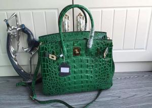 Quality Manufacurer OEM made 30cm 35cm high quality green women crocodile grain leather handags fashion purse L-RB 34 wholesale